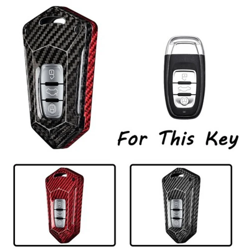 A + ألياف الكربون سيارة مفتاح بعيد فوب غطاء حامل المفاتيح لأودي Q5 A3 A6 A7 #1