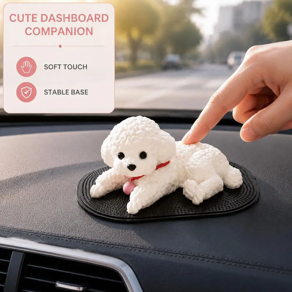 Silikon-Teddyhund-Figur als Auto-Ornament, Dekoration für Armaturenbrett und Mittelkonsole, Simuliertes Haustier für Zuhause, Schreibtisch-Geschenk – Detail 8
