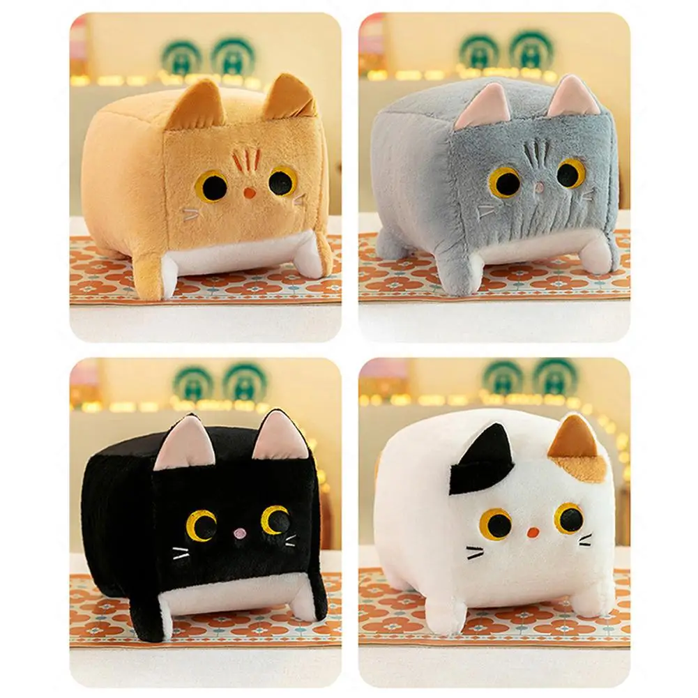 Adorável Brinquedo Quadrado Gato De Pelúcia, Boneca De Bloco De Algodão, Moda Unisex, Decoração de Casa Kawaii, Presente de Aniversário, 20 cm, 30 cm, 40cm