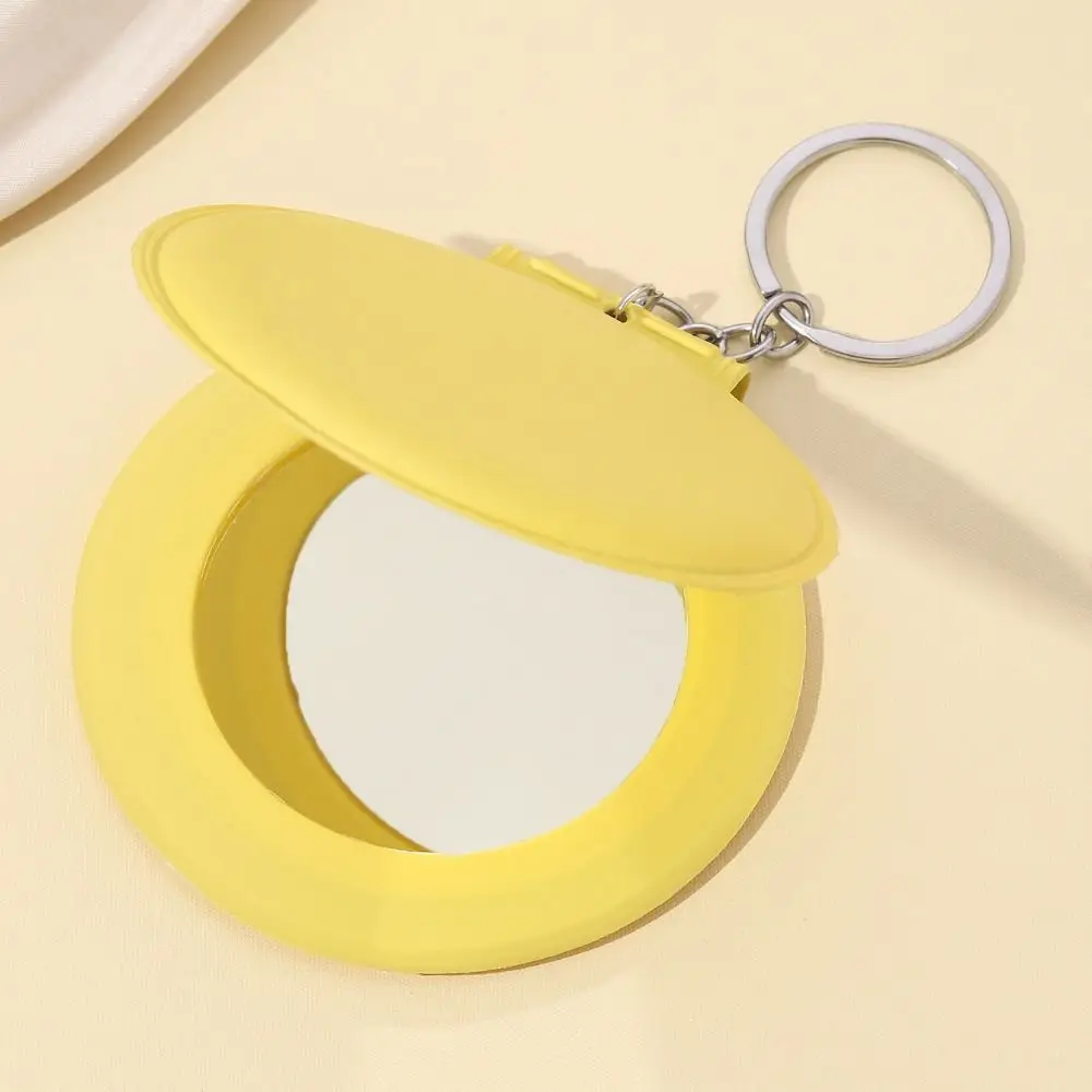 With Keychain Folding Pocket Mirror High definition Dirt-resistant Small Round Mirror Good Texture Makeup Mirror Pendant Gifts