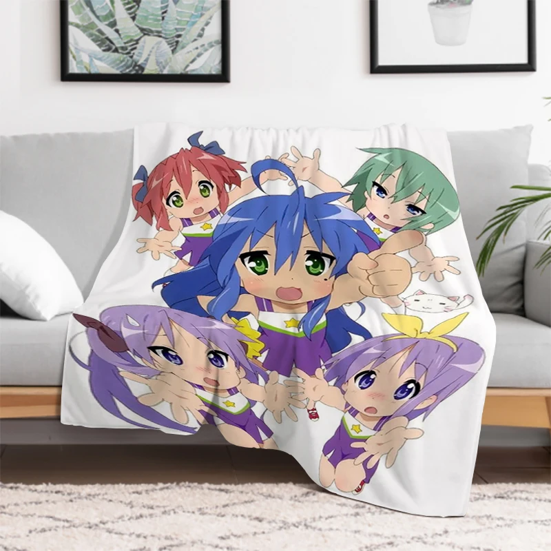 

Anime Lucky Star Blanket Custom Microfiber Bedding Sofa Quilt Catnap Downy Mandula Lure Soft Plaid With Print Sofas Blankets