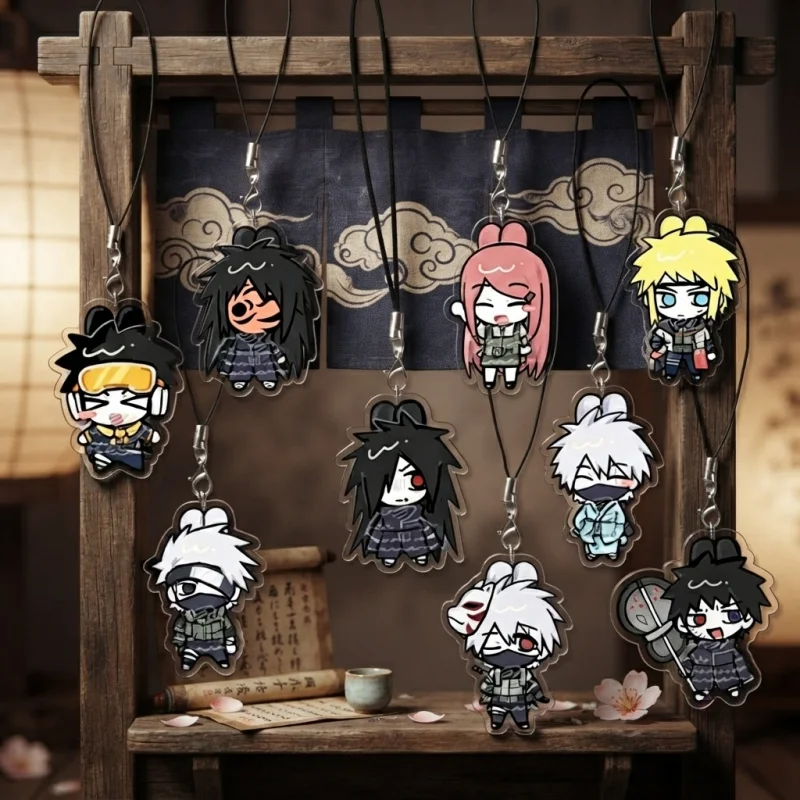 Naruto Kakashi Obito Madara Sakura Minato Sasuke 5cm Acrylic Phone Strap Bunny Chibi Pendant Naruto Anime Bag Collectible Gift