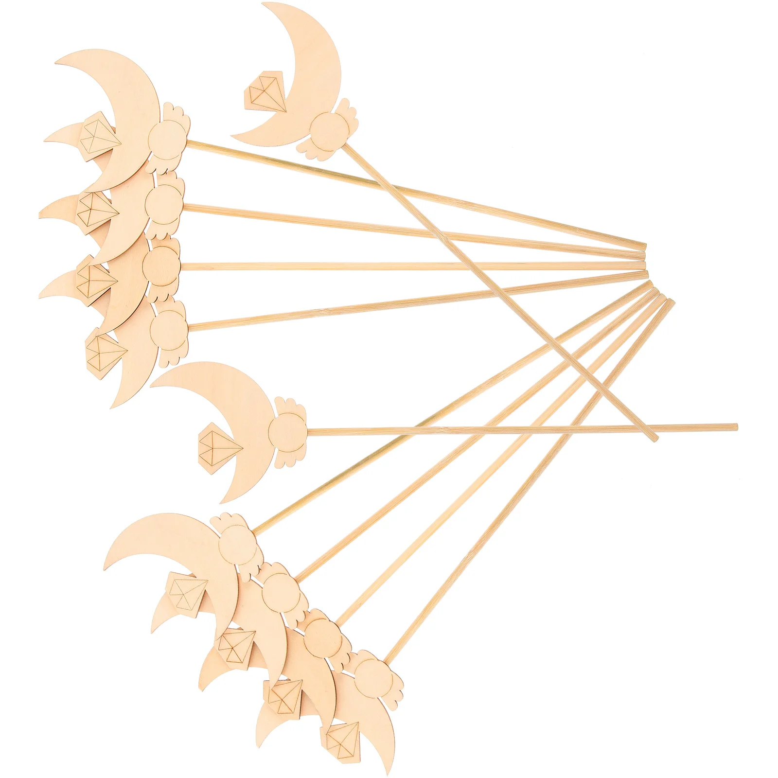 ULDIGI 10pcs Wooden Fairy Sticks Coloring Toy for Kids Unfinished Princess Graffiti Craft Beige