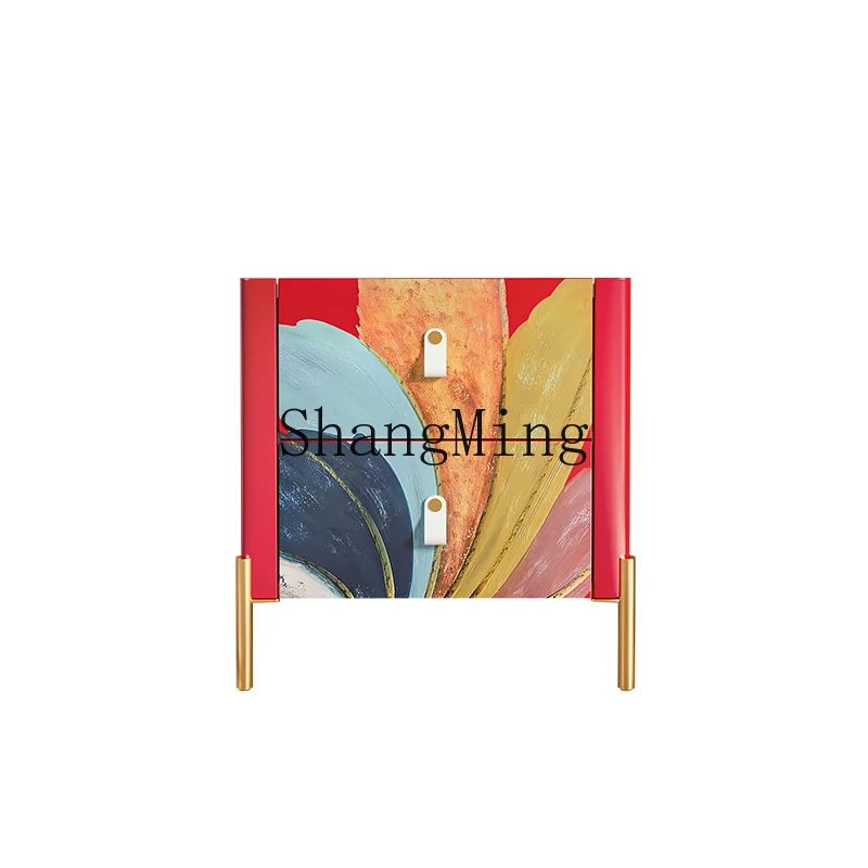 

CL bedside table ins wind bedroom creative hand-painted small cabinet bedside locker