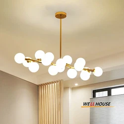 Glass ball chandelier Luxury Luster with Glass Round Lampshade home interior lighting Bedroom Living staircase chandelier