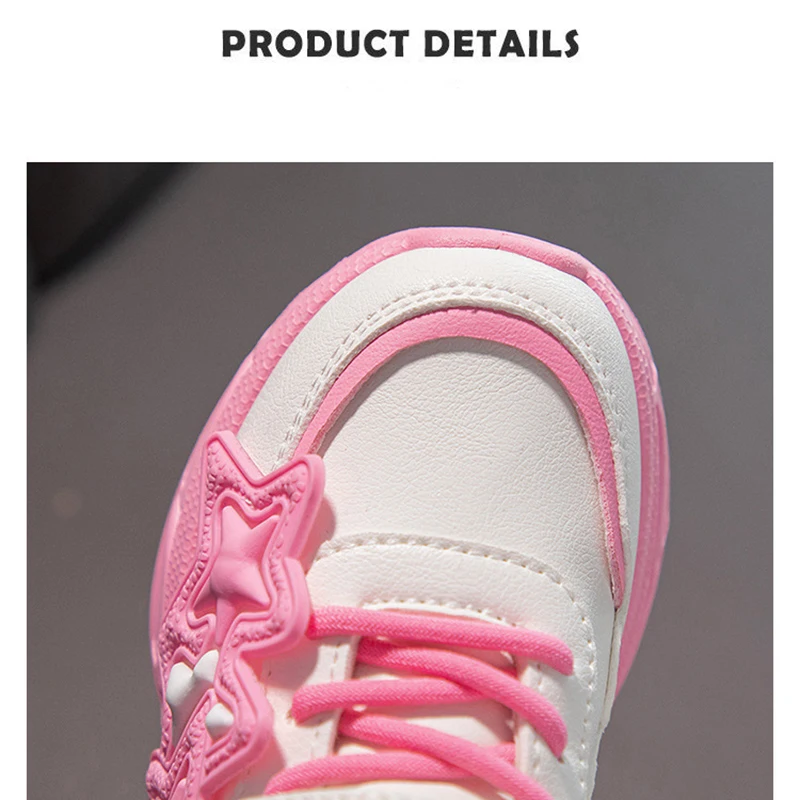 Girls Sports Shoes Spring Breathable Fashionable Sneakers Children Student Leather Small White Shoes PVC Casual Trendy Shoe