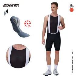 HISERWA Seamless Cycling Bib Shorts Men Elastic Interface Pad Cycling Bib Shorts Race MTB Bicycle Tights Bike Cycle Tights