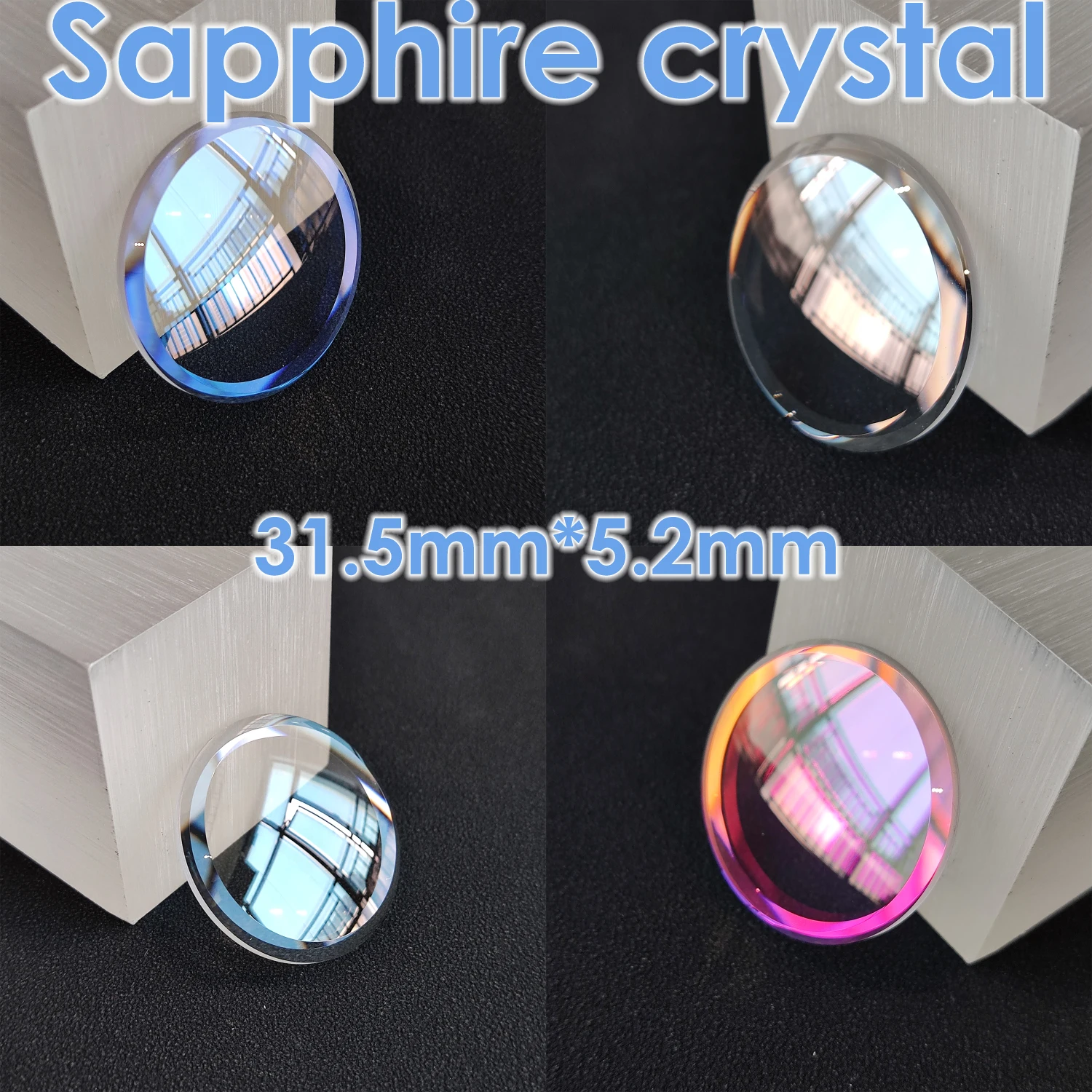 31,5 mm x 5,2 mm Saphirglas-Uhrenspiegel, Härtegrad 9H, AR-Beschichtung, Antireflexionsfolie, Refit-Zubehör, kratzfest, glätter