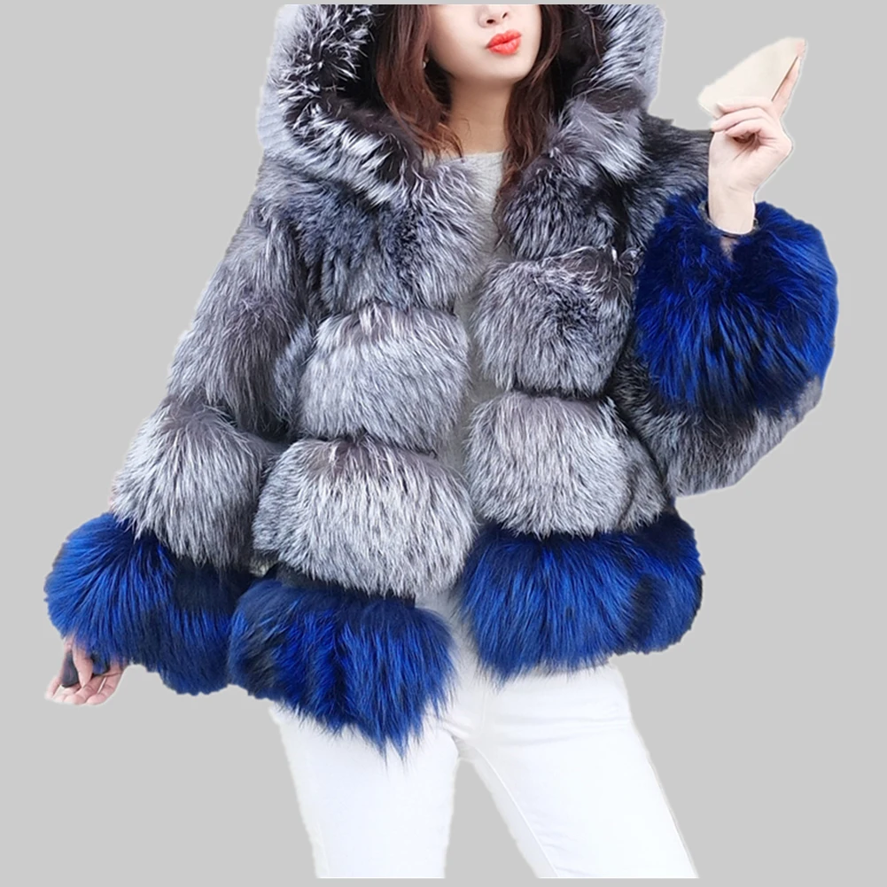 Women\'s Winter Overcoat Thick Warm Long Sleeve Faux Fur Coat Jacket With Hooded