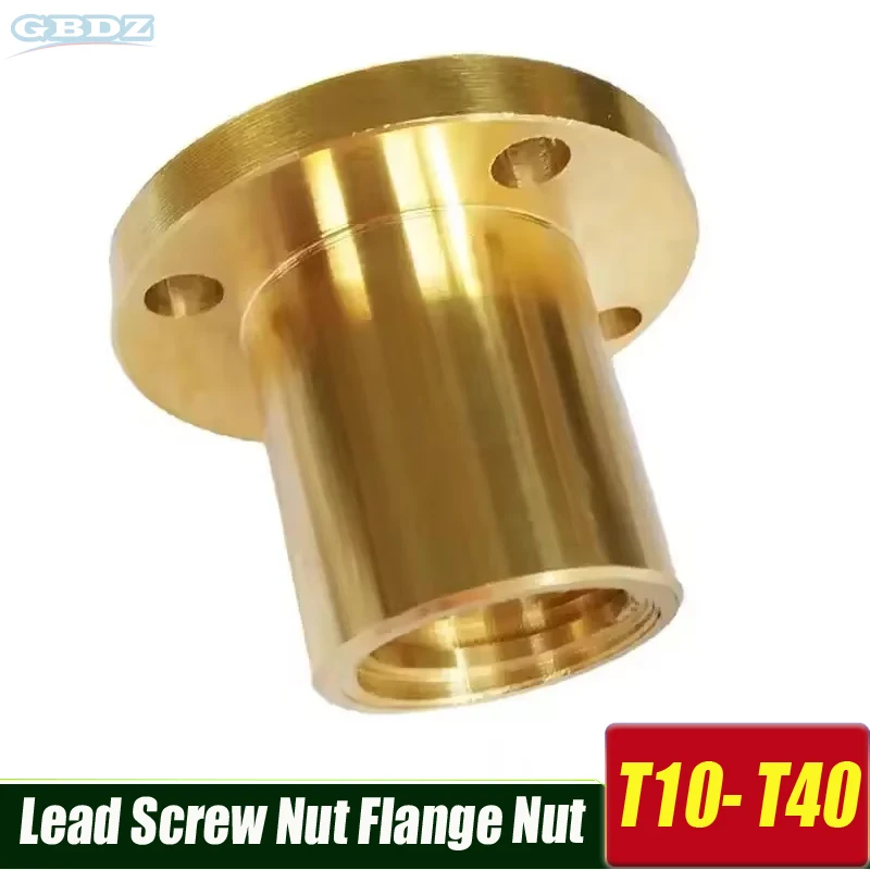 Lead Screw Nut Flange Nut T10 T12 T14 T16 T18 T20 T22 T25 T28 T30 T32 T36 T40 Brass/45# Steel Trapezoidal Lead Screw Nut