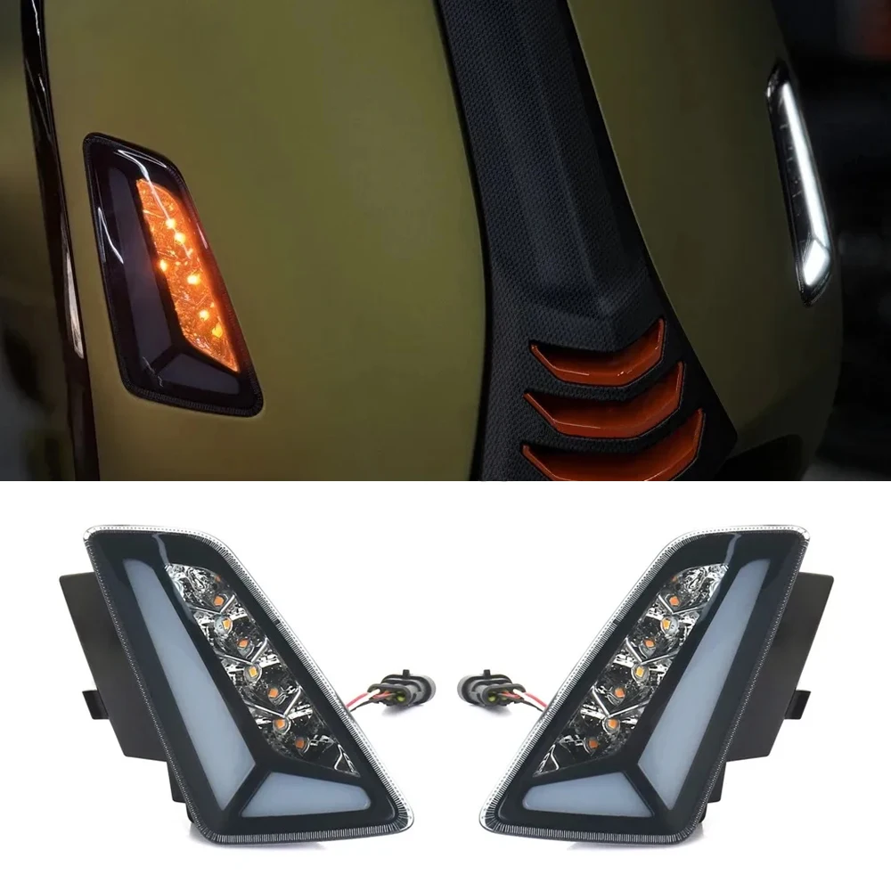 

Motorcycle Accessories LED Front Rear Turn Signal Indicator Daytime Running Light For Vespa GTS 300 GTS300 gts300 2023 2024 2025