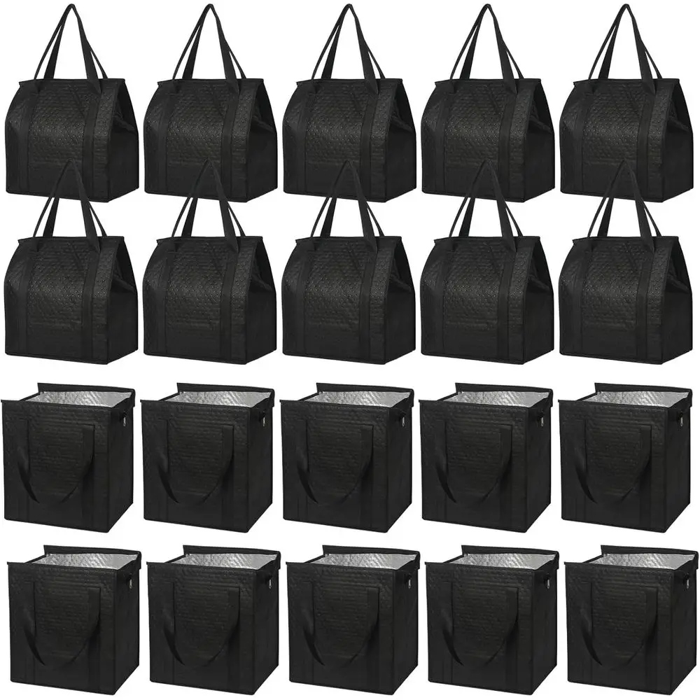 

Упаковка из 20 изолированных пакетов для продуктов на молнии с ручками, большие складные сумки-холодильники для продуктов с контролем температуры