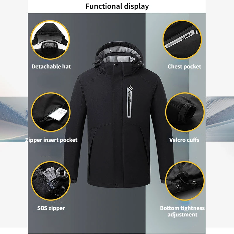 Eight Zone Intelligent Heating Climbing Clothe Men Women USB Interface Electric Heating Charging Suit Warm Outdoor Skiing Jacket