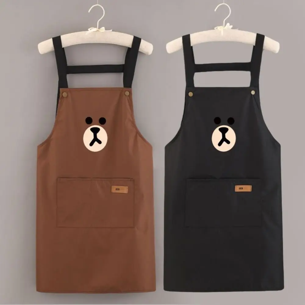 Avental de cozinha durável, urso fofo, desenho animado, à prova de óleo, à prova d'água, fácil de limpar, uniforme de restaurante, churrasco, cozimento