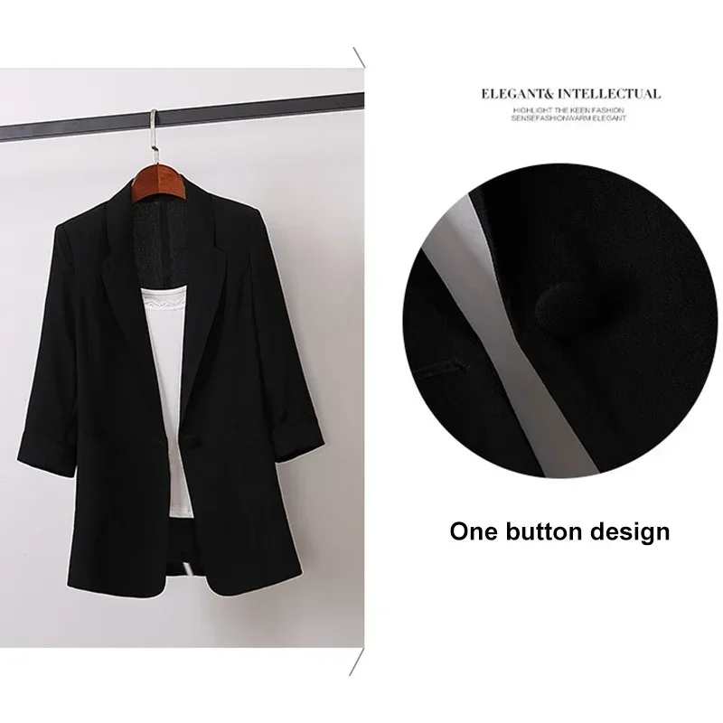 Women\'s Jackets Spring Summer 2024 Korean Version of Cotton and Linen Suit Jacket Loose Casual Fashion Female Blazer Z342