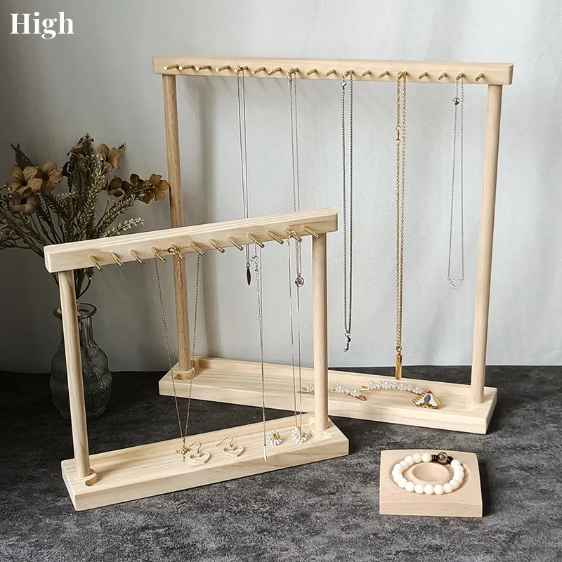 

Modern Jewelry Organizer Display Stand Wood Necklace Hanging Countertop Rack for Chains Earrings Bracelets Showcase Storage Rack