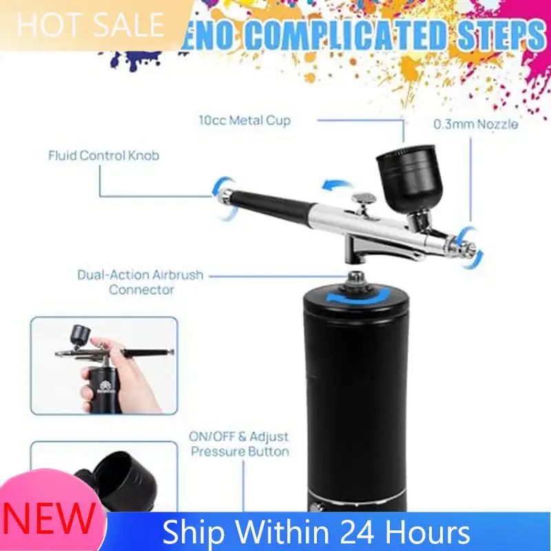 

Комплект аэрографа с воздушным компрессором и перчатками-27PSI Аэрограф высокого давления со шлангом Беспроводной аэрограф для покраски моделей Черный Прочный