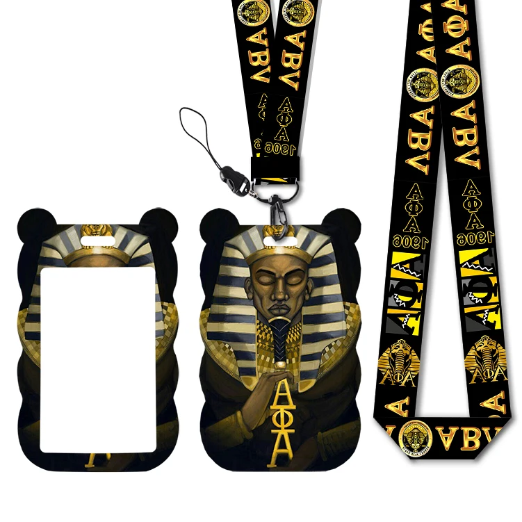 New Alpha Phi Alpha Fraternity Man Lanyards ID Badge Holder Strap Work Card Bus Access ABS Card Holder Keychains Accessories