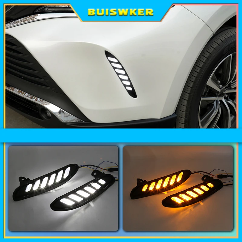 

2PCS For Toyota Harrier Venza 2021 2022 LED Daytime Running Light Waterproof Yellow Turn Signal Indicator Light Bumper LED DRL