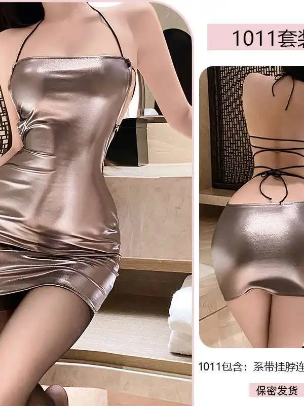 セクシーなランジェリーナイトクラブ女王バッグ尻ミニドレス女性のセクシーなバック誘惑制服バトルローブドレスエレガントなOLV7