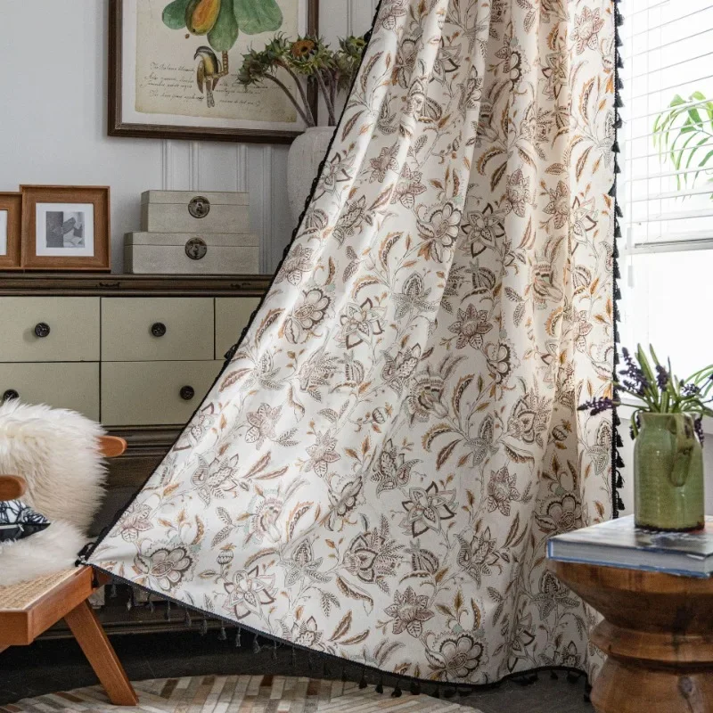 

Занавеска в североамериканском стиле, полудлинные хлопковые льняные жалюзи с бахромой, полулегкие шторы для кухни, спальни, японский, корейский