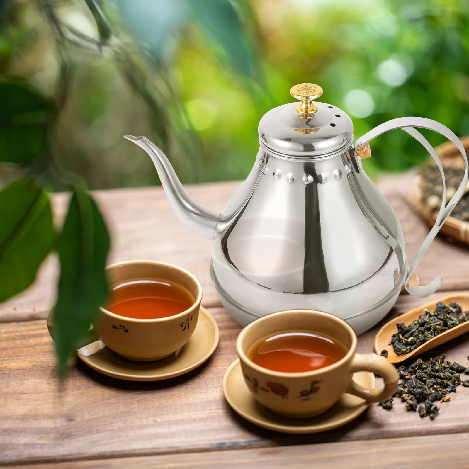 

Thicken Stainless Steel Tea Pot With Handle Large Capacity Home Kitchen Teapot Rustproof Metal Water Kettle For Family