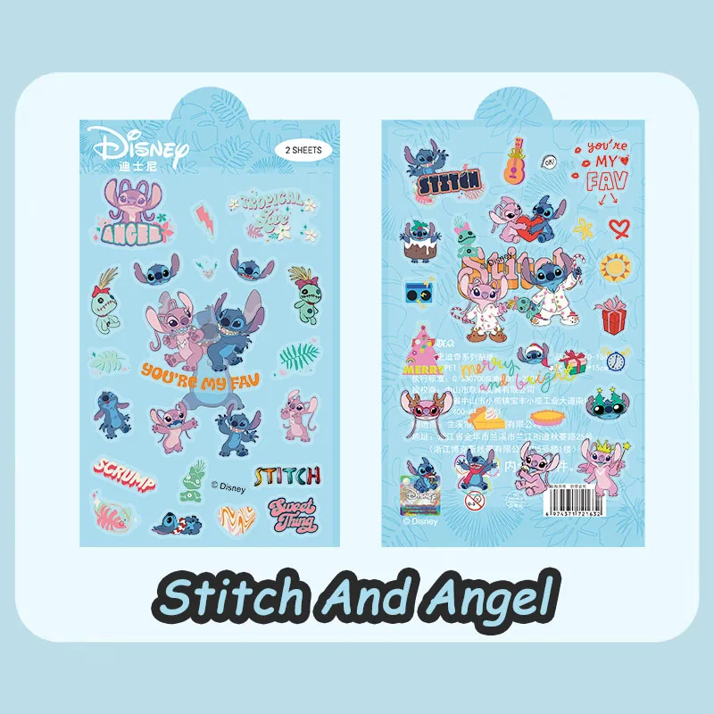 2PCS Lilo Stitchโปร่งใสสติกเกอร์สัตว์เลี้ยงDisney DIYไดอารี่แล็ปท็อปสเก็ตบอร์ดGraffiti Decalsสนุกของเล่นคลาสสิก