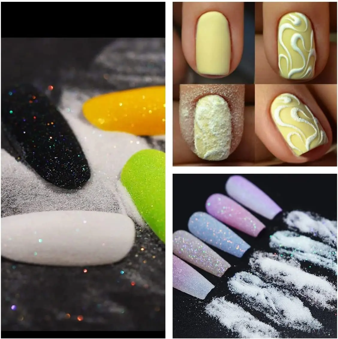 10g Christmas Black White Candy Sweater Effect Nail Glitter 0.1mm Nail Art Sugar Powder Sparkly Holographic Manicure Sugar Dust 