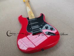 custom 6 strings electric guitar, stra guitar,red guitar black hardware SSH pickups,yellow neck