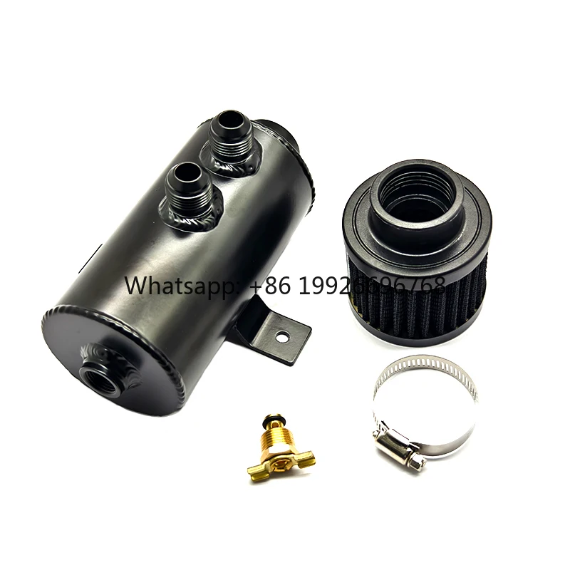 

Universal 0.75L Aluminum Oil Catch Can with Air Filter Aluminum Alloy Waste Gas Recovery Pot Car Modified Oil Collection Tank
