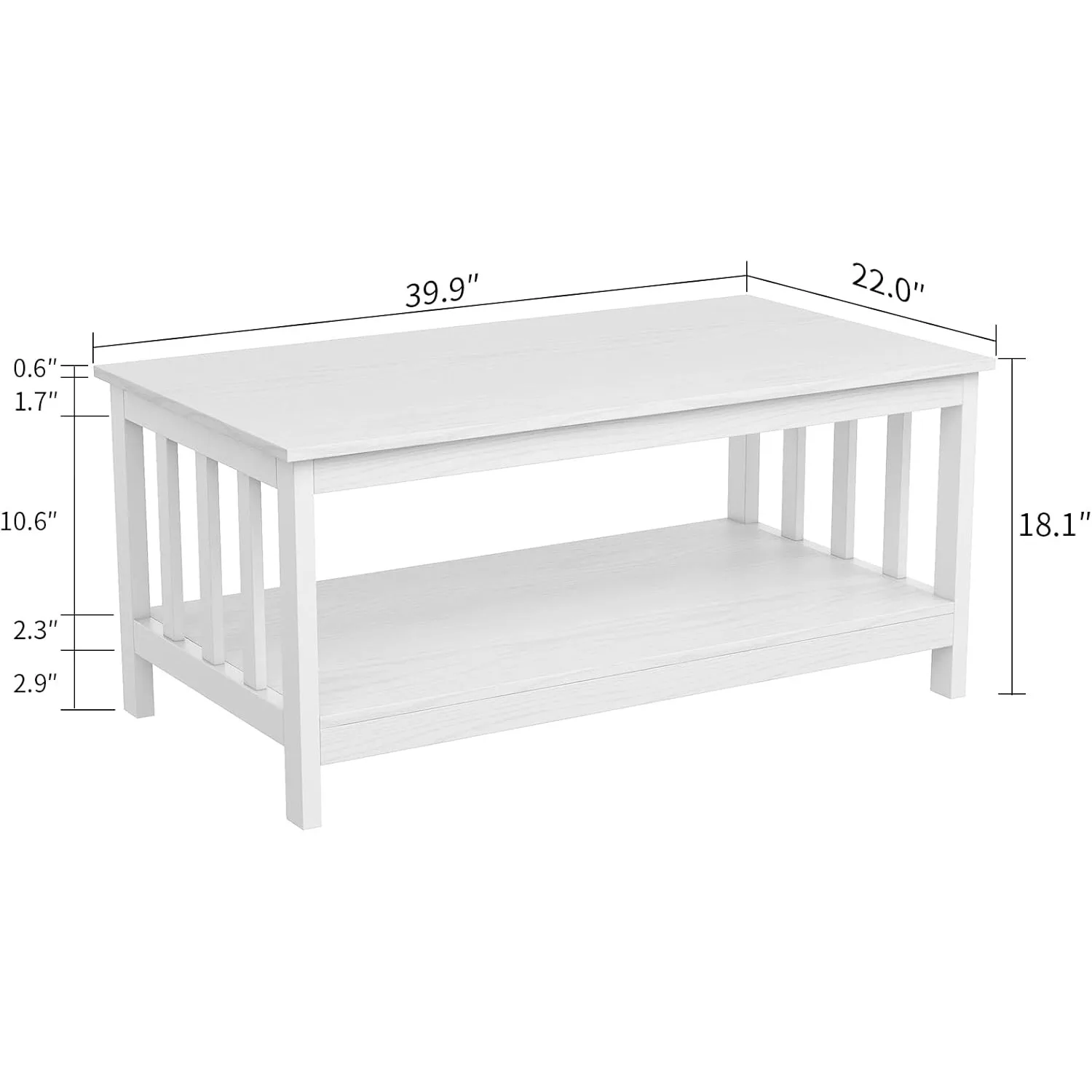 Mesa de centro, mesa de sala de estar com prateleira, as linhas limpas e o estilo da missão se ajusta bem com qualquer decoração.