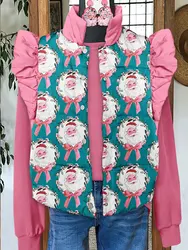 Sweet Christmas Santa Claus Print Flying Sleeve Vest