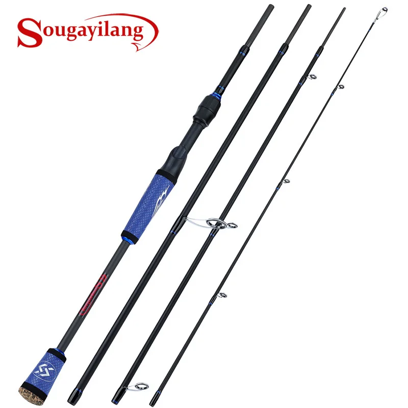 Sougayilang 1.8M 2.1M 2.4M Lure Fishing Rod 4 Section Carbon Fiber Rubber Handle Fishing Rod Spinning /Casting Carp Fishing Rod