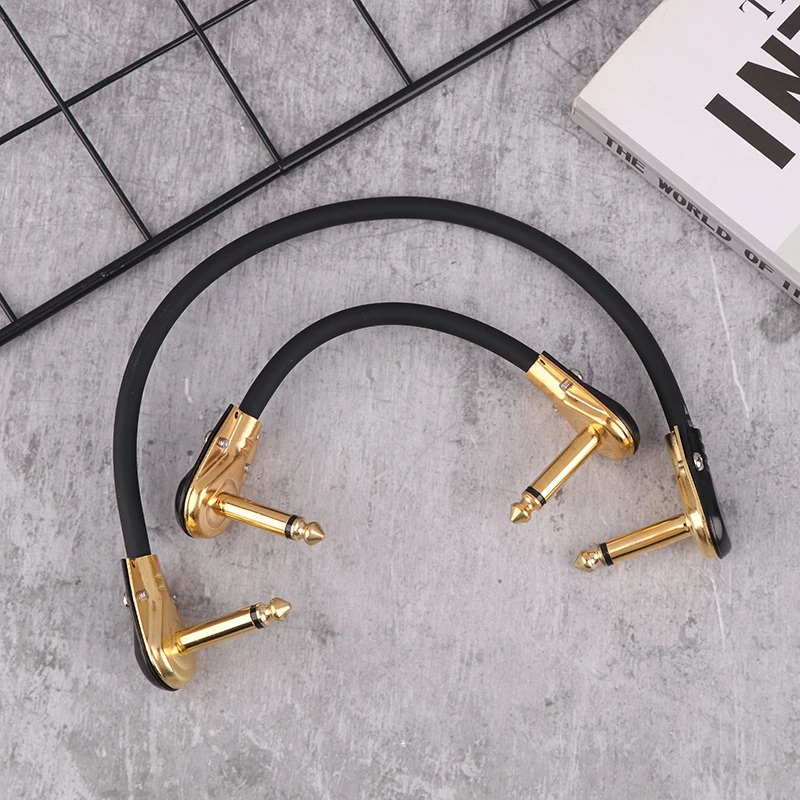 Cable de conexión para guitarra, 15/30CM, 1/4 ", ángulo recto, línea de Audio sin oxígeno para efectos de guitarra, Pedal, instrumentos, enchufe Jack, 1 ud.