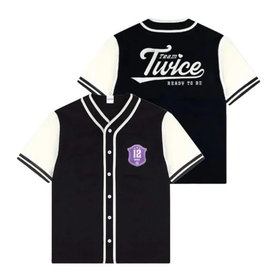 KPOP TWICE READY TO BE Tour Baseball Jersey T-shirt Momo Sana Mina Jeongyeon Tzuyu Jihyo Short Sleeve Graphic Tees KPOP Clothes