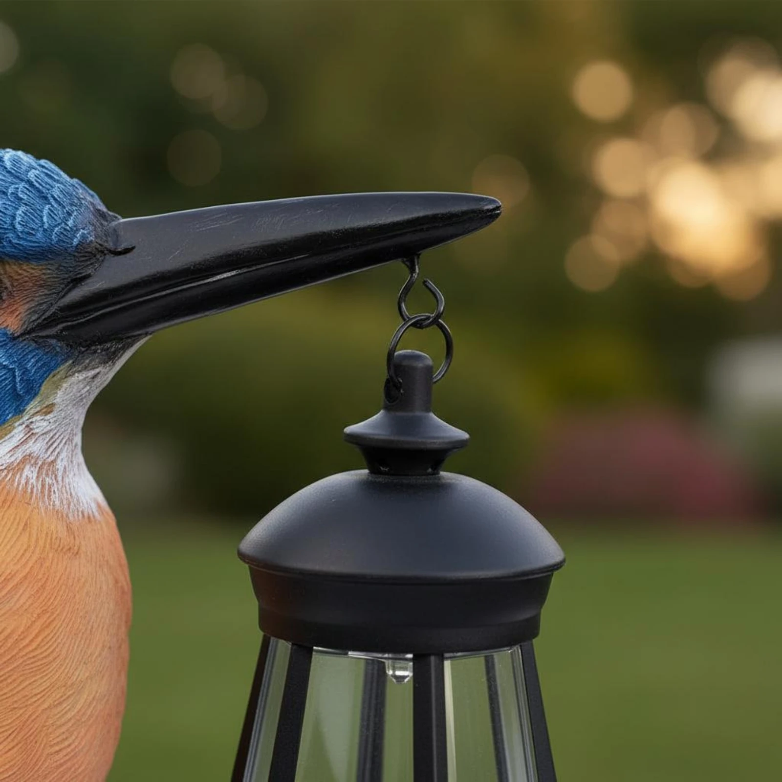 Solar Kingfisher Lantern Decorative Solar Lantern Statue Bird Garden Ornament Warm Ambient Light Outdoor Decor Weather Resistant