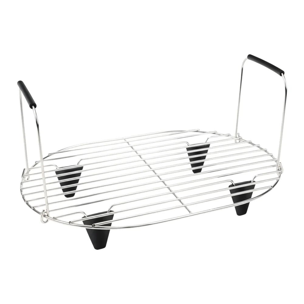 

Steam Bake Rack Folding Rack For Roasting Adjustable Handle Fold-flat Storage Silicone Feet Silicone-coated Handles For MC1000
