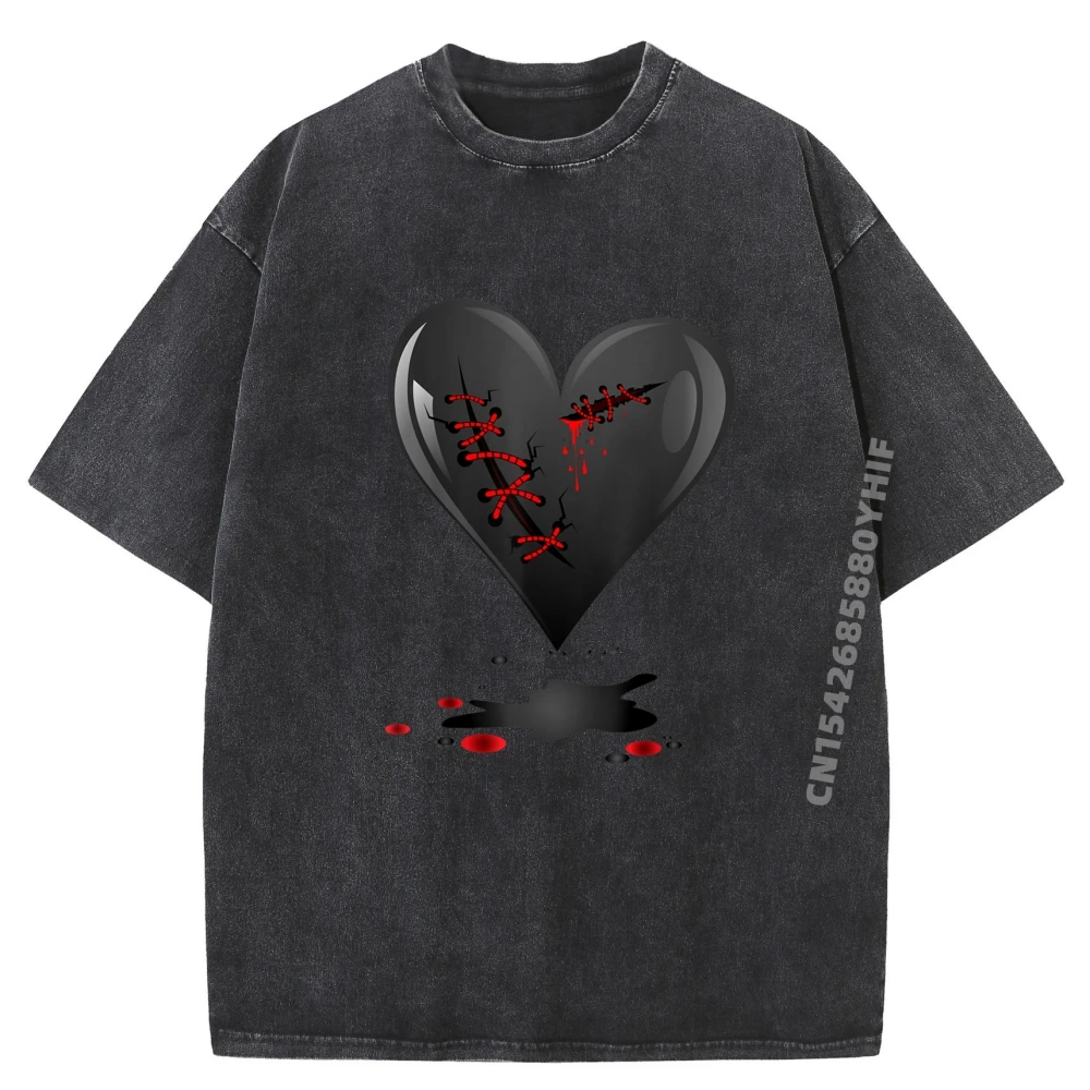 

Crazy Black Bleeding Cut Open Broken Oversized Tshirts Halloween Tops & Tees Short Sleeve Latest Luxury Designer Washed T Shirts