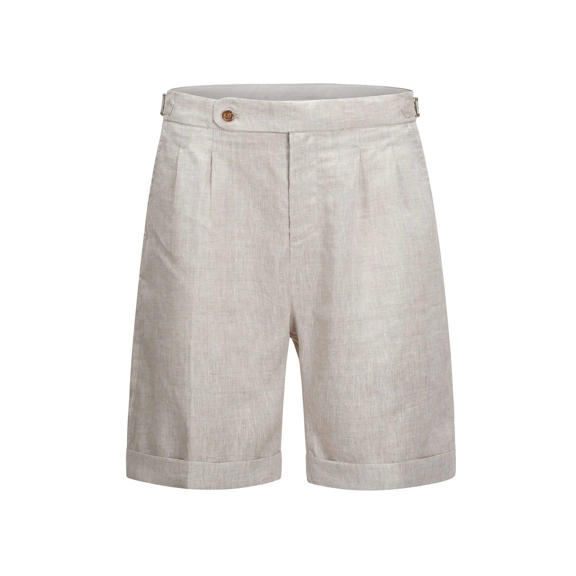 

men summer casual naples double-pleat linen shorts