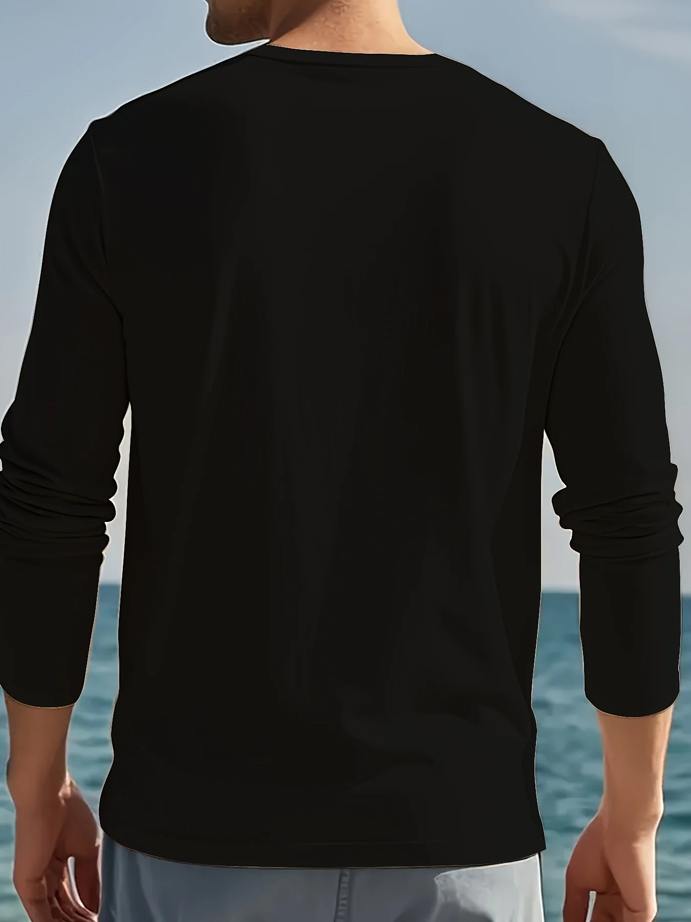 تي شيرت رجالي رياضي للترفيه في الهواء الطلق بأكمام طويلة ورقبة دائرية للخريف قميص سفلي قابل للغسل في الغسالة متعدد الاستخدامات #6