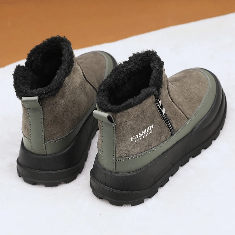 Snow Boots Men's New Winter High-top British Style Work Boots Men's Household Plus Cashmere Cold Warm Cotton Shoes