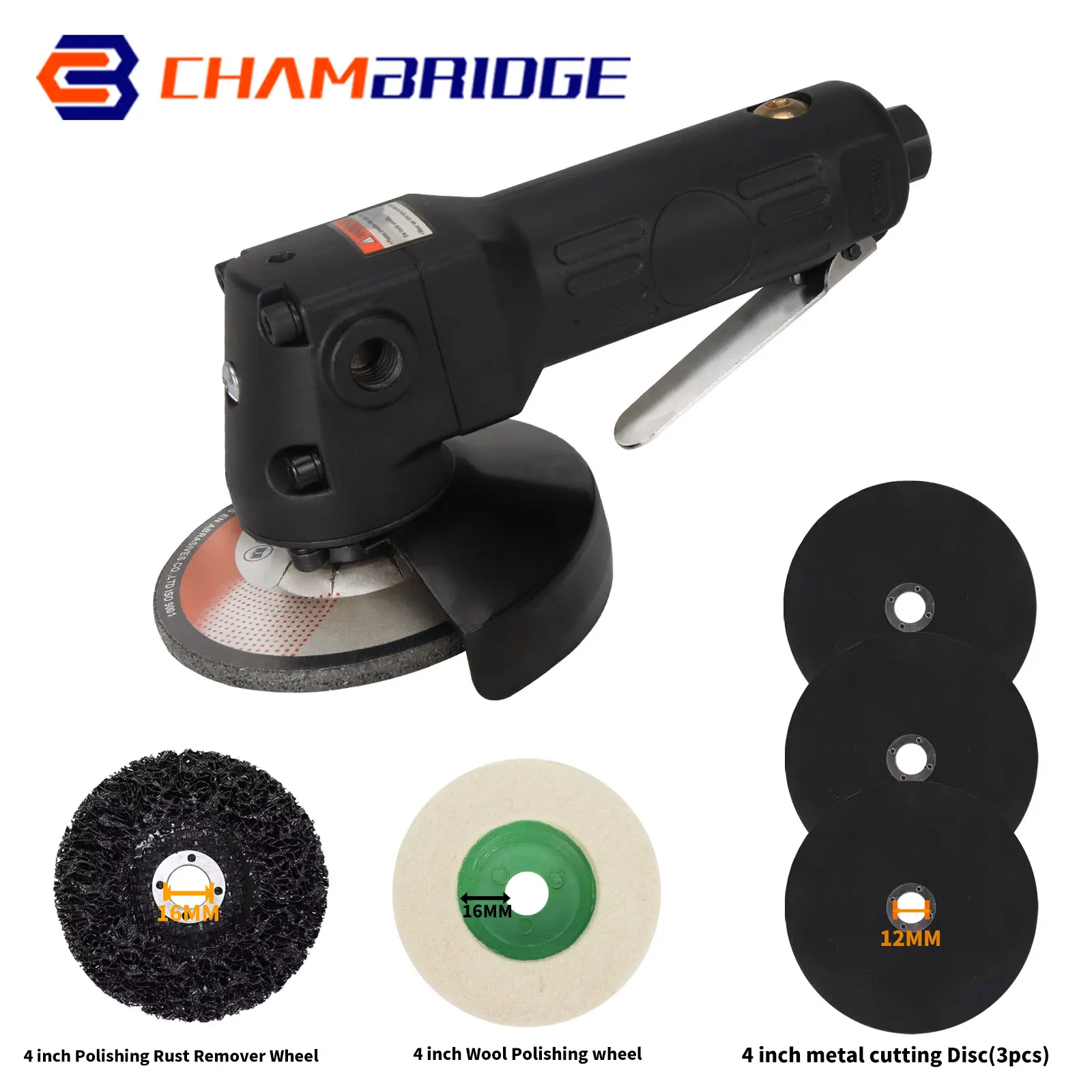 

High Speed Air Angle Grinder 4 "Pneumatic Grinder for Woodworking Metal Cutting Burr Polishing Etc With Grinding Wheel Disc