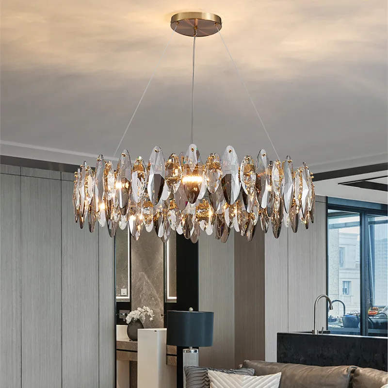 

Modern Luxury Crystal Chandelier For Dining Room Living Room Home Decor Lighting Fixtures Round Gold Led Cristal Lamp Lustre