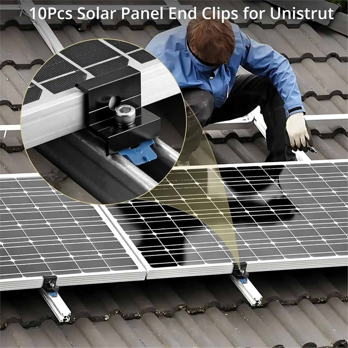 

10pcs Solar Panel End Clamp for Standard , 30mm/35mm Solar Panel Brackets , Solar Panel Mounting Kit