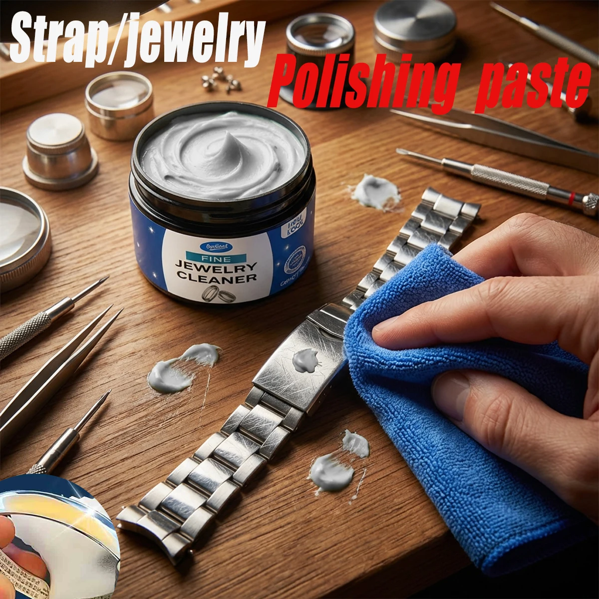 Luxury Watch Cleaning Kit - ครีมขัดเงาสำหรับนาฬิกา น้ำยาฟื้นฟูพื้นผิวหลายประเภท สำหรับนาฬิกา เครื่องประดับ น้ำยาขจัดออกซิเดชันโลหะ สแตนเลส