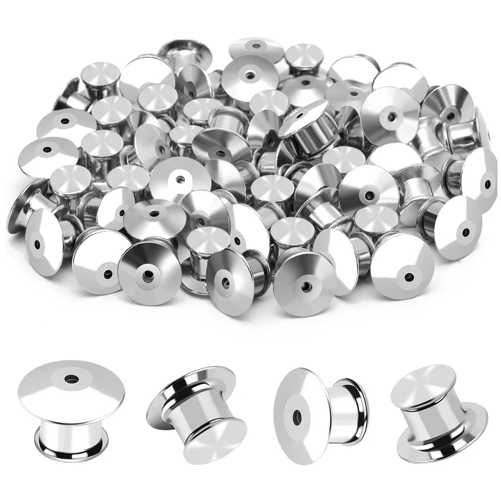 

50PCS Locking Pin Back Locking Pin Keeper Clasp Metal Pin Backing Without Needle for Brooch Enamel Lapel Pin Lock DIY Crafts