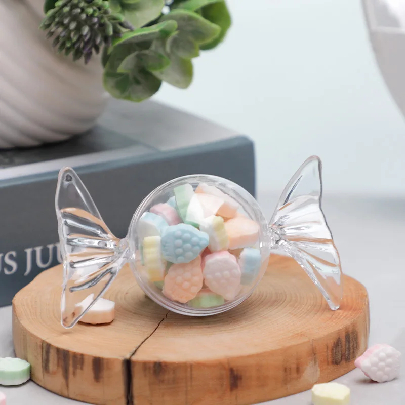 12 Pcs Cute Candy Shape Candy Box Plastic Transparent Creative Wedding Gift Pleasure Candy Boxes Baby Christening Sweet Gift Box