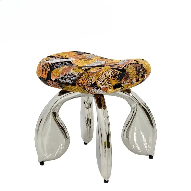 High-Value Original Hundred Birds Stainless Steel Base Stool, Mirror Polished Exquisite Finish Decorative Stool