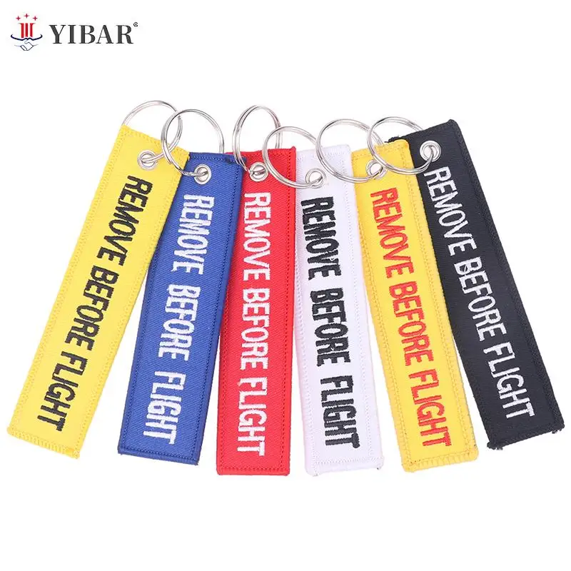 Remove Before Flight Car Key Chain Embroidery Aviation Gifts Keyring Key Tag Holder for Motorcycles Keychain