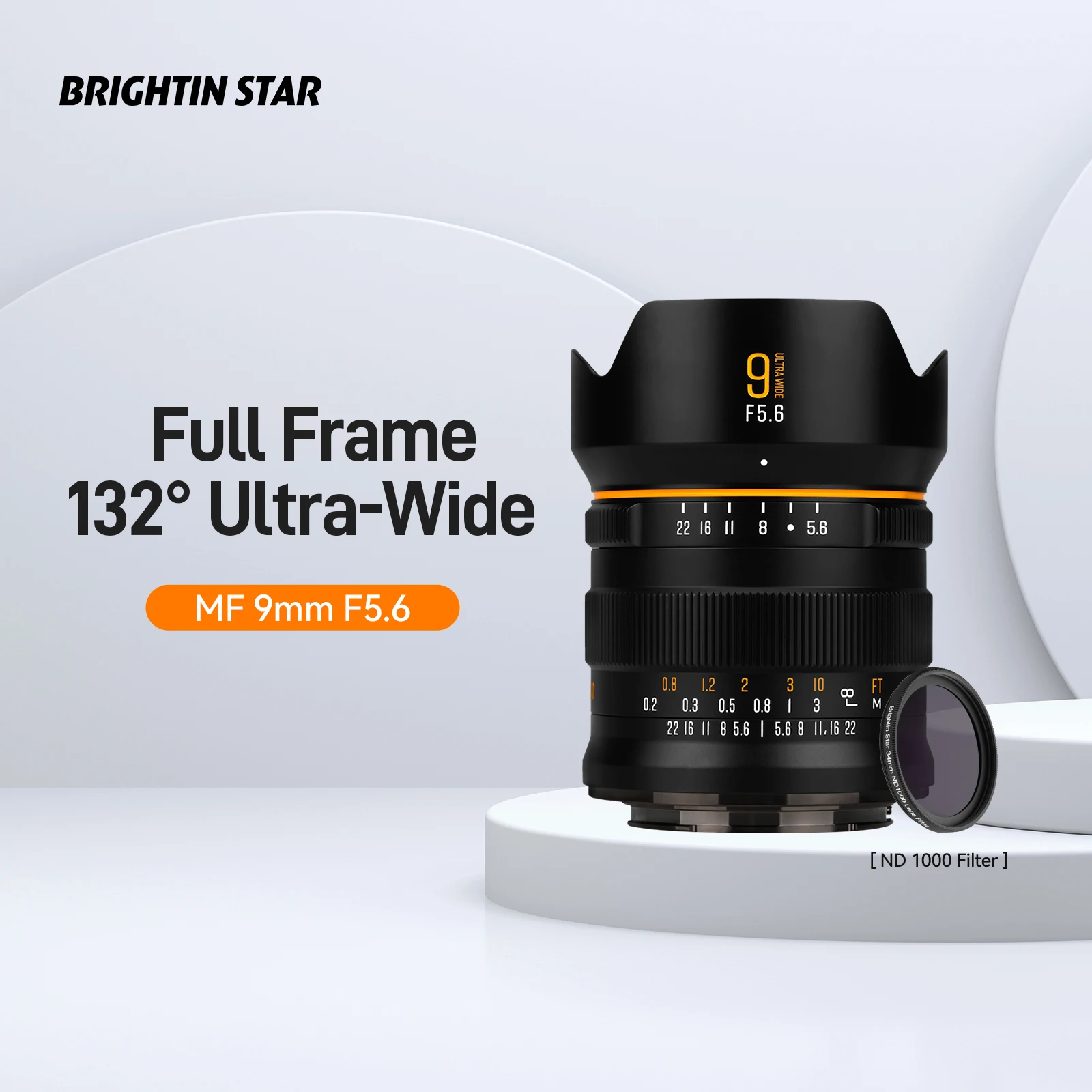 

Brightin Star 9mm F5.6 Full Frame 132° Ultra Wide-Angle Manual Focus Mirrorless Camera Lens for SONY FUJIFILM Canon